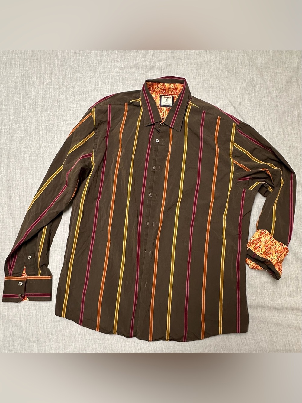 Vintage J. Garcia Jerry Garcia Abstract Striped Shirt Flip Cuff Men’s XL Cotton
